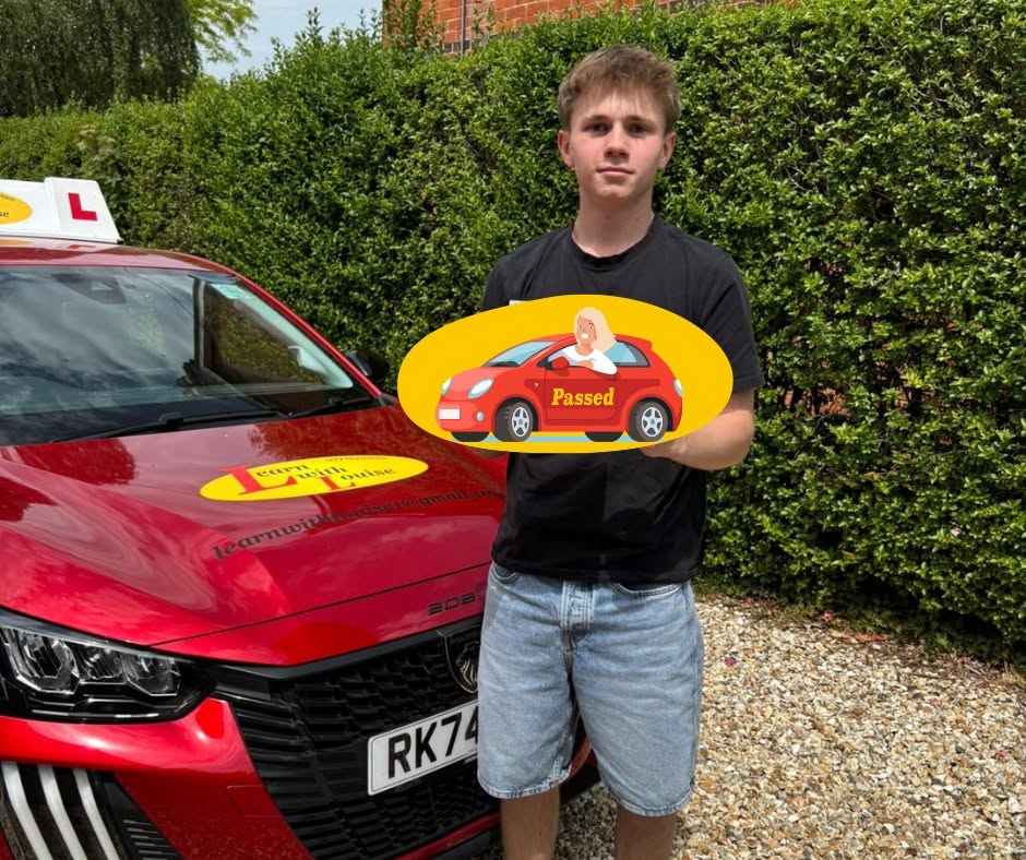 Dan celebrating passing their driving test with Learn with Louise