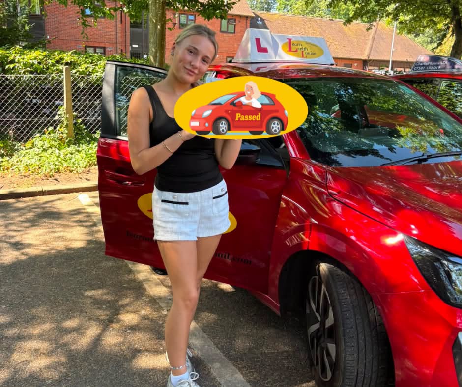 Summer celebrating passing their driving test with Learn with Louise